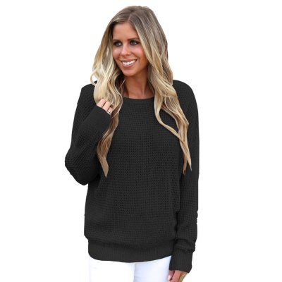 Black Cross Back Hollow-out Sweater