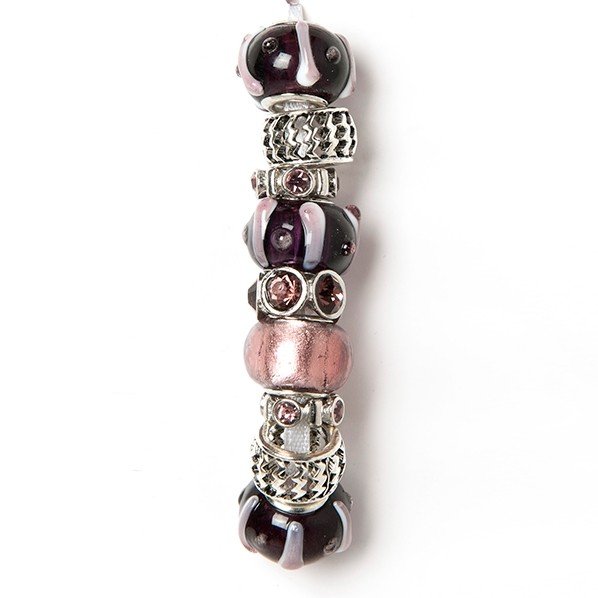 Trend strung beads, dark purple, 9PC
