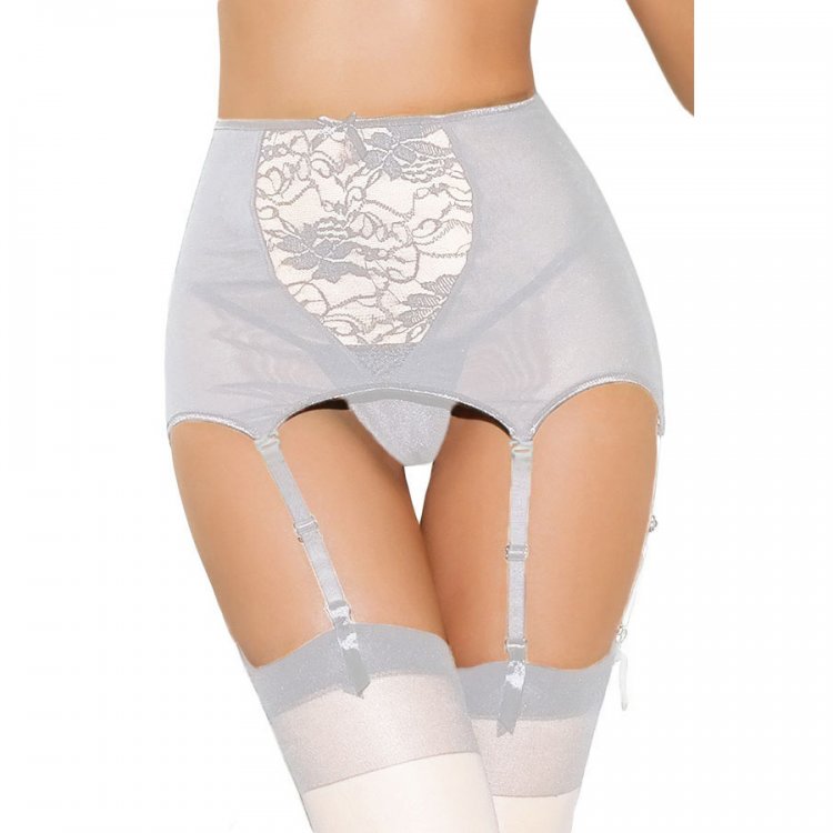 White High-waisted Lace Hollow-out Garter Belt