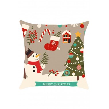 Christmas Decorations Snowman Pattern Throw Pillow Case