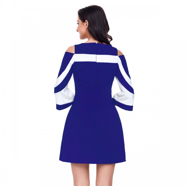Royal Blue White Colorblock Dress