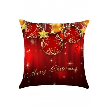 Christmas Baubles and Stars Pattern Decorative Pillow Case