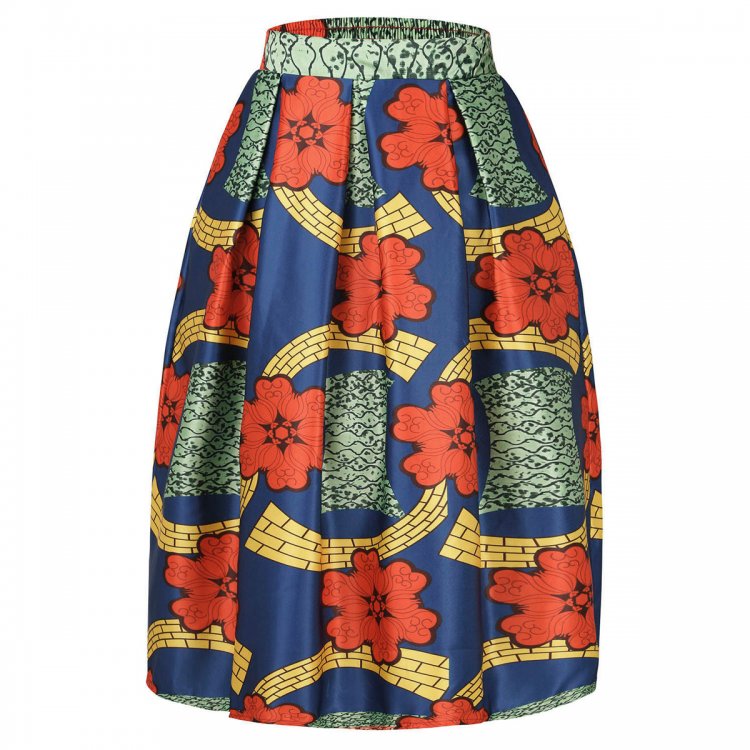 Vintage High Waist Floral A-lined Midi Skirt