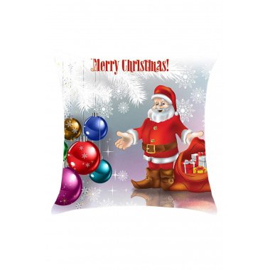 Cheap Father Christmas and Baubles Printed Decorative Pillow Case