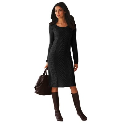 Black Women's Hand Knitted Sweater Dress