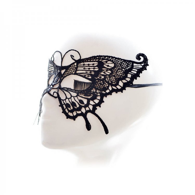 Black Lace Crochet Butterfly Party Mask