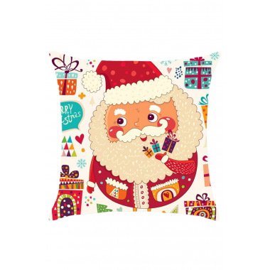 Cartoon Father Christmas with Gifts Pattern Pillow Case
