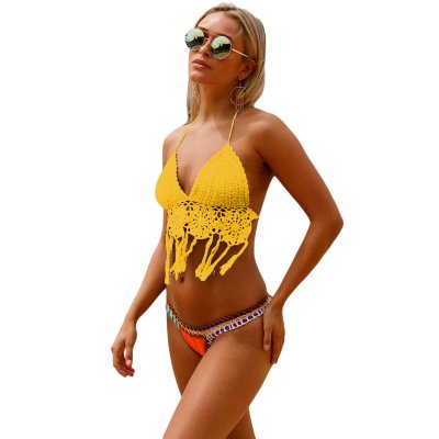 Yellow Crochet Bikini Top with Neoprene Bottom