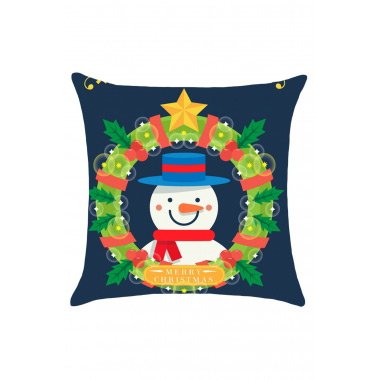 Christmas Garland Snowman Pattern Throw Pillow Case