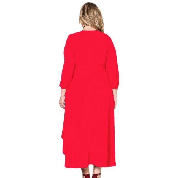 Red Ruffle Wrap Plus Size Hi-low Dress