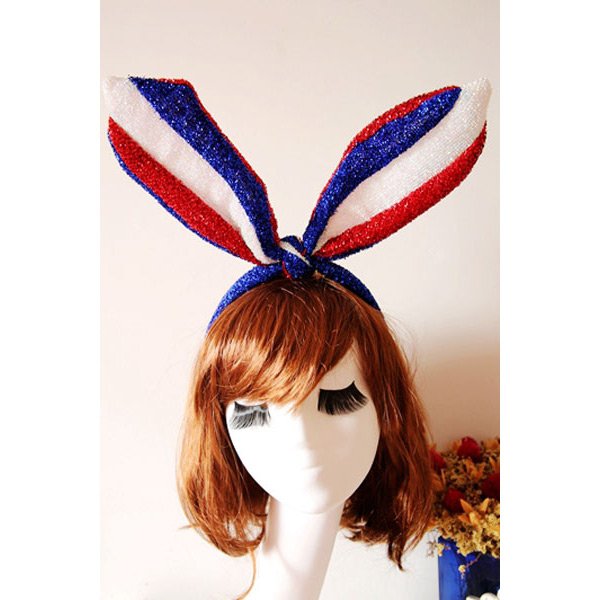 Rushed Multicolor Rabbit Ears Blue Headband