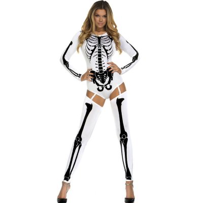 White Bad To The Bone Halloween Skeleton Costume