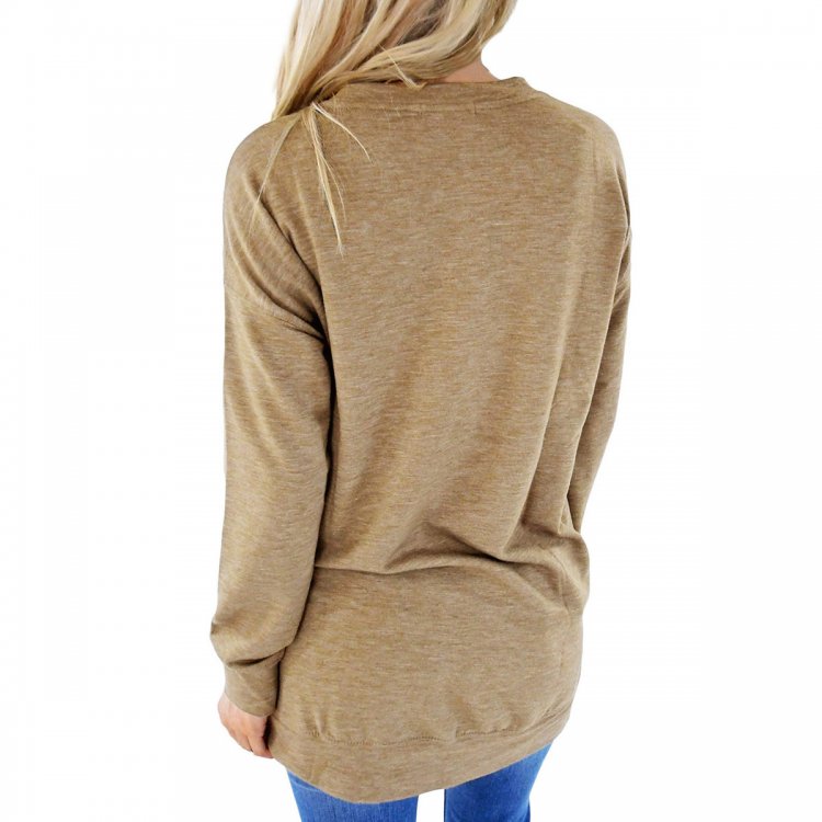 Olive Casual Pocket Style Long Sleeve Top