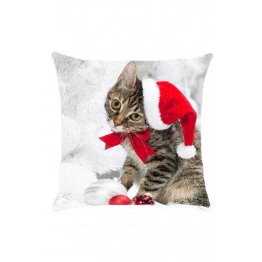 Adorable Christmas Kitten Print Pillow Case
