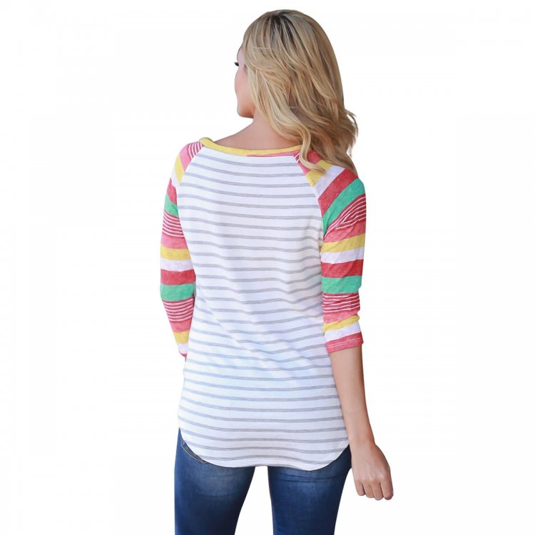 Colorful Stripes Raglan Sleeve Top