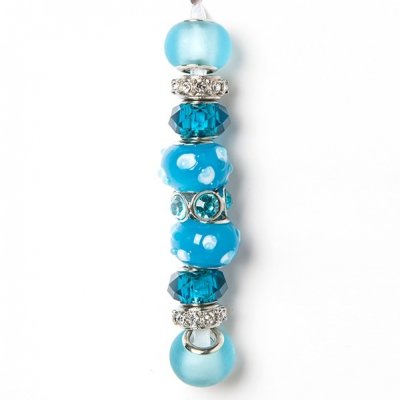 Fashion strung beads, light blue Spot- 9PC