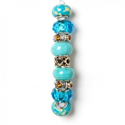 Fashion strung beads, turquoise blue, 9PC