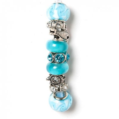 Fashion strung beads, sea blue, 9PC