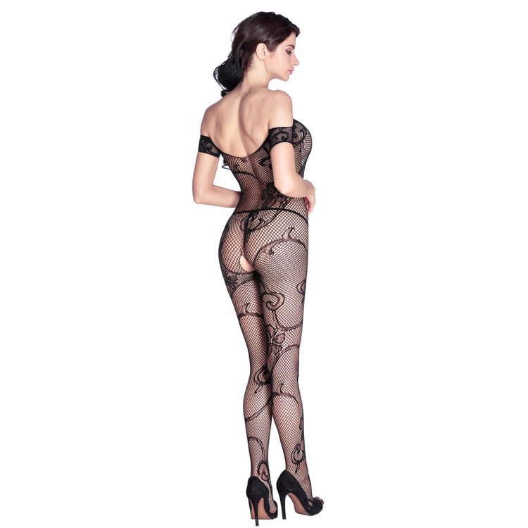 Fishnet Bodystockings with Floral Print