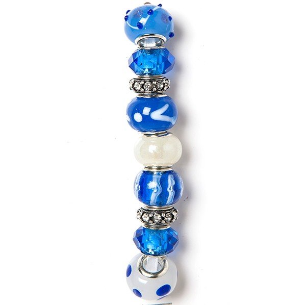 Holiday strung beads, blue Spot- 9PC