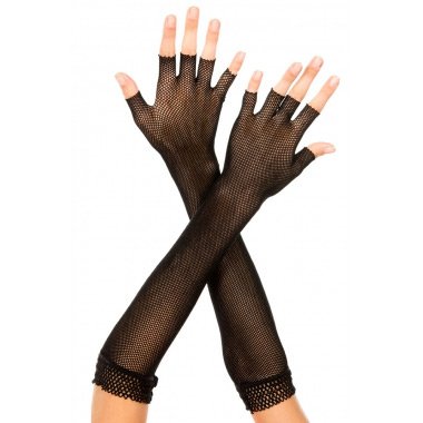 Fingerless Fishnet Elbow Length Gloves