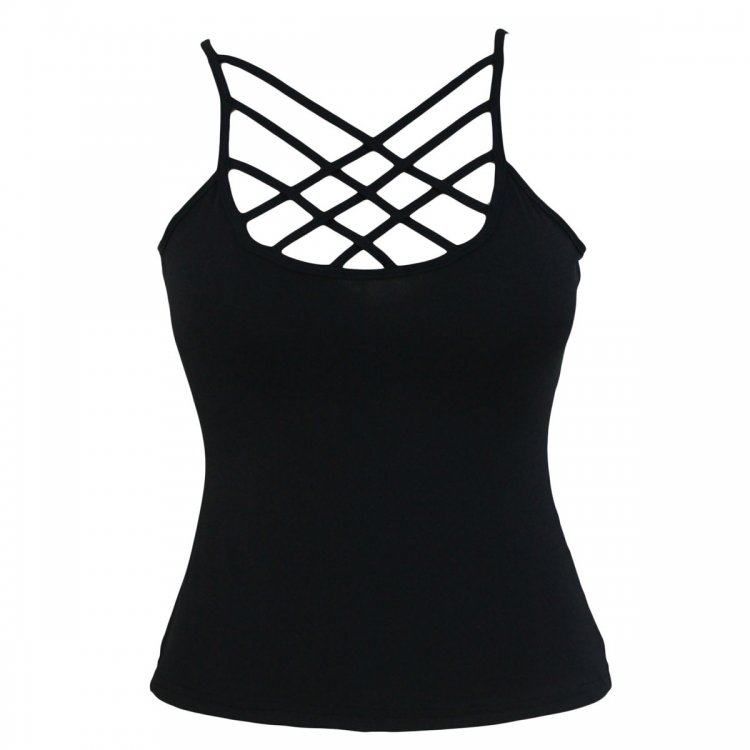 Black Caged Front Detail Cami Top