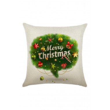 Green Merry Christmas Tree Print Pillowcase