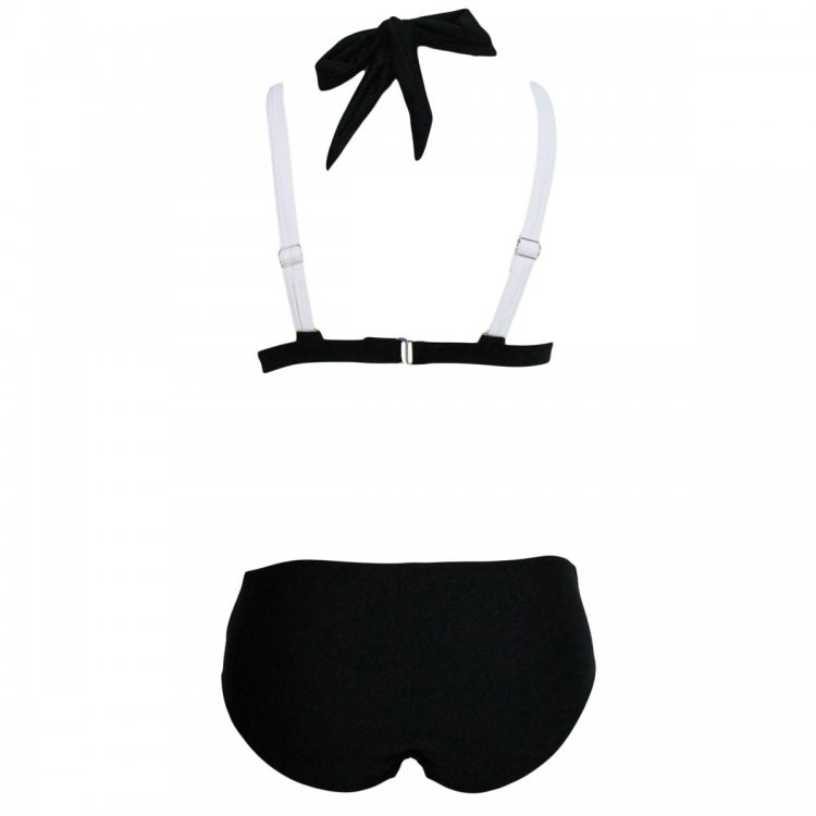 Black White Color Block Push up Swimwear
