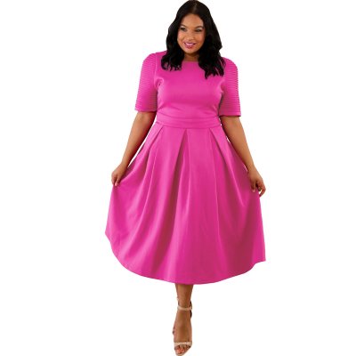 Rosy Plus Size Pleat Flare Dress
