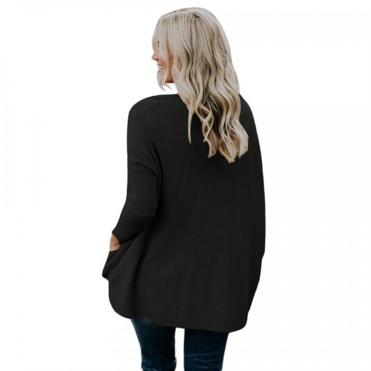 Black Oversize Fit Pocket Sweater Tunic