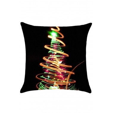 Neon Light Christmas Tree Print Linen Pillowcase