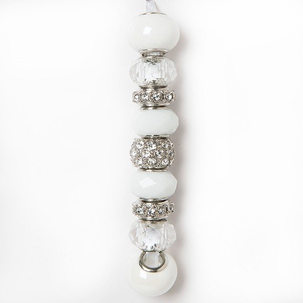 Fashion strung beads, white silver, 9PC