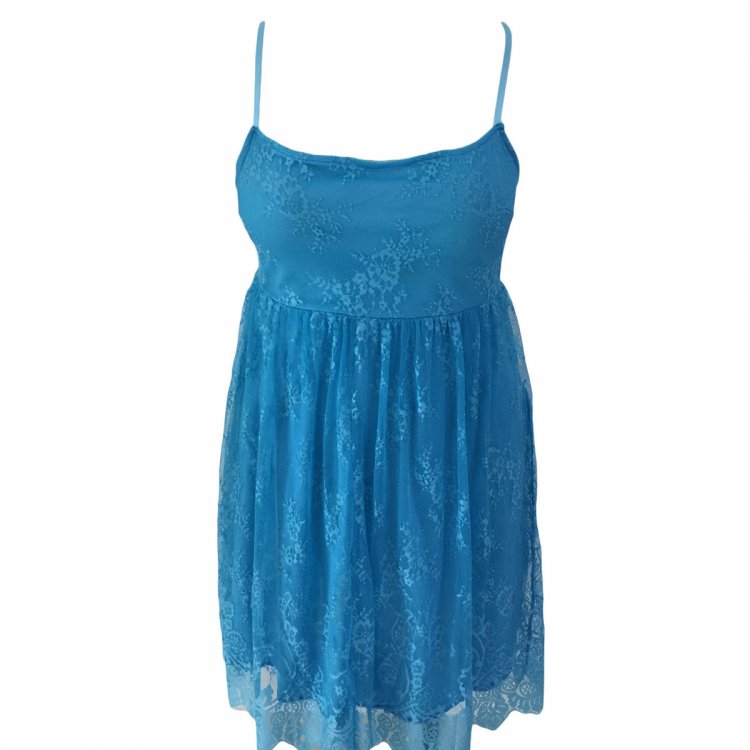Blue Big Girl Sweet Lace Skater Dress
