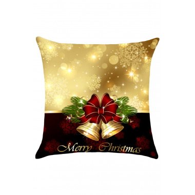 Merry Christmas Gold Bell Throw Pillow Cover