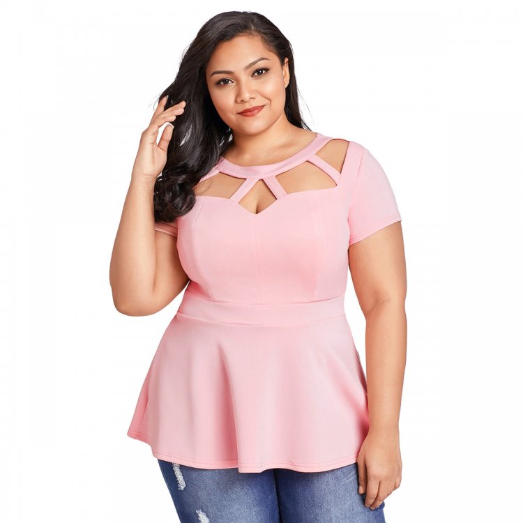 Pink Plus Size Caged Top