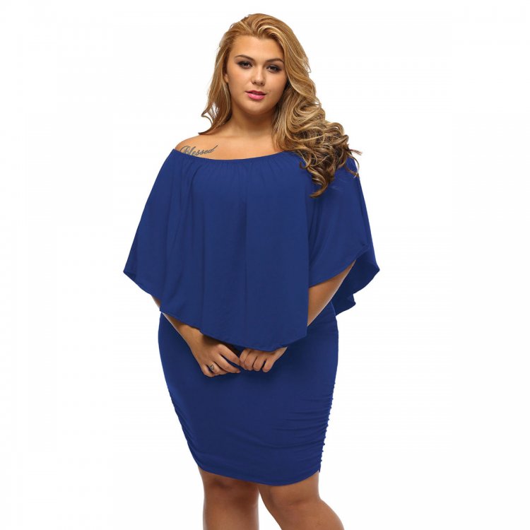 Plus Size Multiple Dressing Layered Blue Mini Dress
