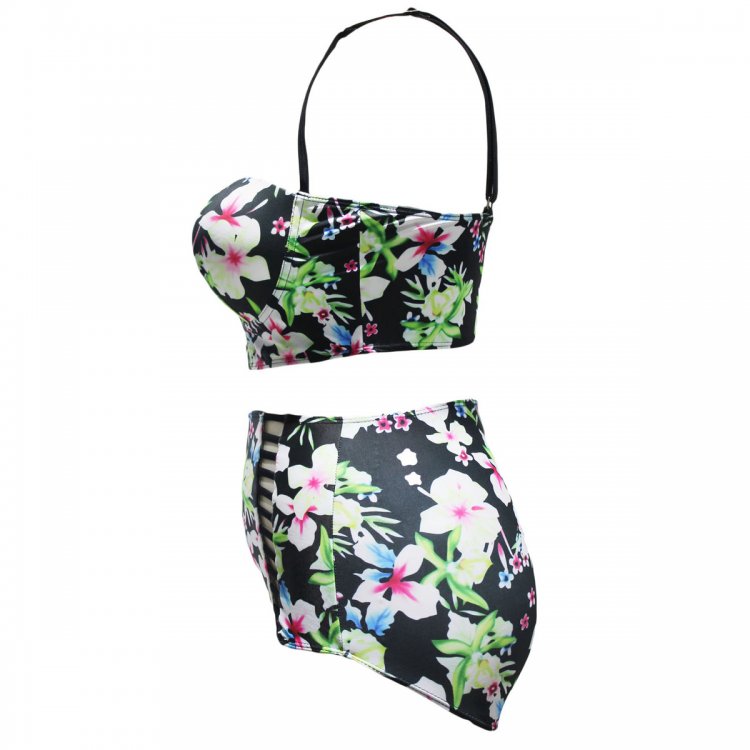 Plus Size Boho Tropical High Waist Bikini Swimsuit