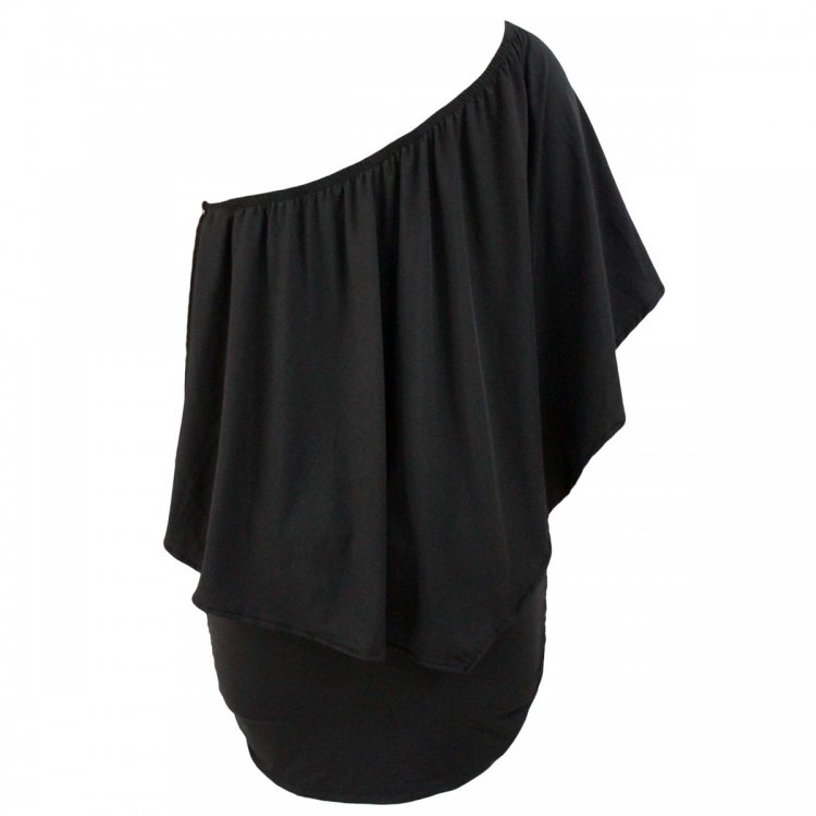 Plus Size Multiple Dressing Layered Black Mini Dress