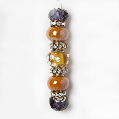 Fashion strung beads, brown yellow, 9PC