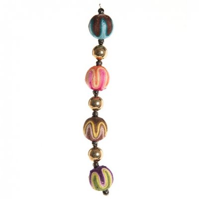 Fashion strung beads, cotton thread coated rainbow