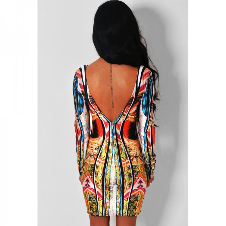 Paradise Luxe Multicolor Mirrored Illusion Print Dress