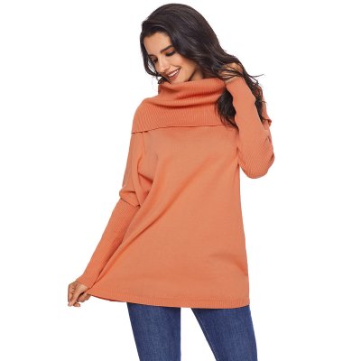 Orange Cozy Cowl Neck Long Sleeve Sweater