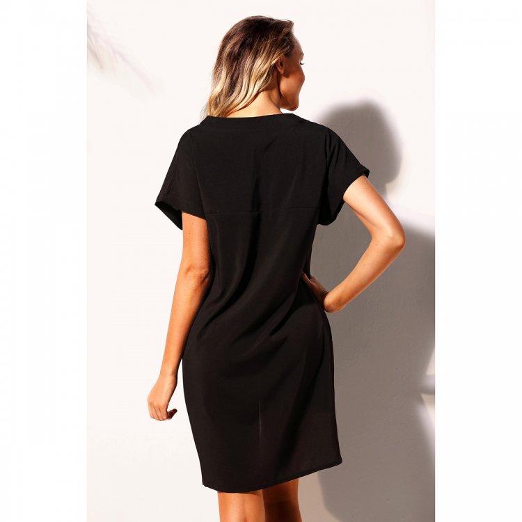Black Oversize Shirt Style Beach Cover Up