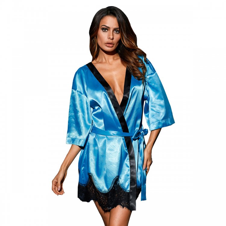 Turquoise Luxurious Satin Robe Nightwear