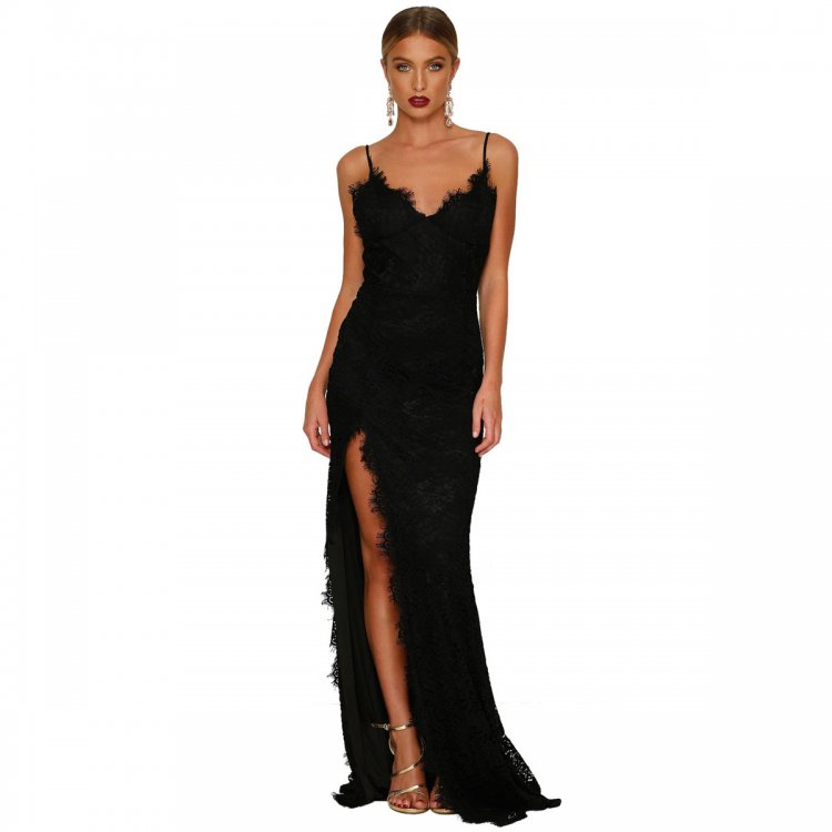Black Yum Lacy Lace Bridal Wedding Party Gown