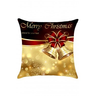 Christmas Bowknot Bells Printed Throw Pillow Case