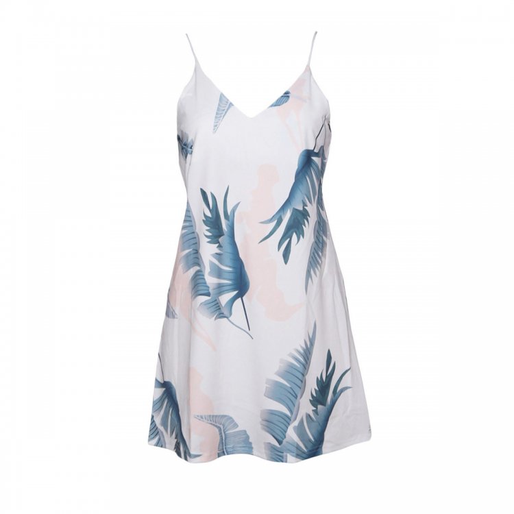Light Tropical Palm Print Short Dress