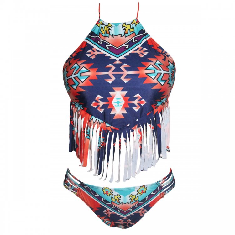 Tribe Fringed Halter Crop Top with Bottom