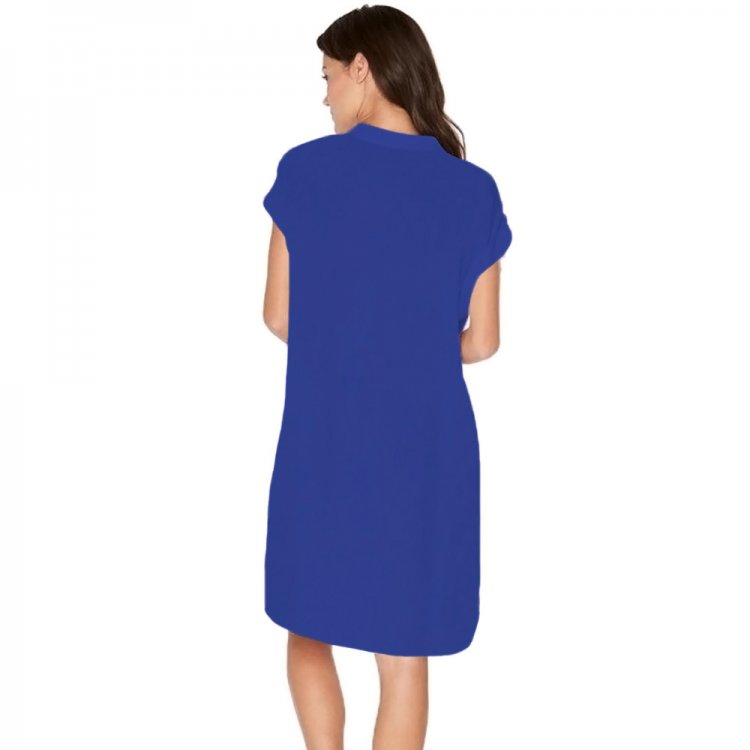 Royal Blue Oversize Shirt Style Beach Cover Up