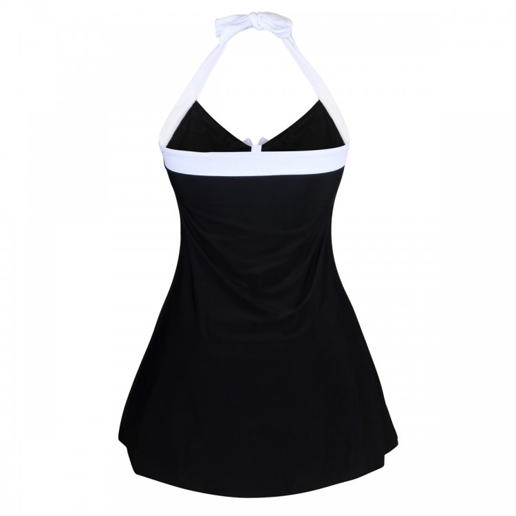 Black White Polka Dot One-piece Swimdress